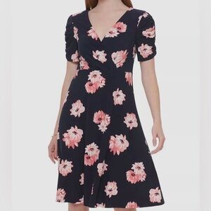Tommy Hilfiger Navy Floral Midi Dress NWT
